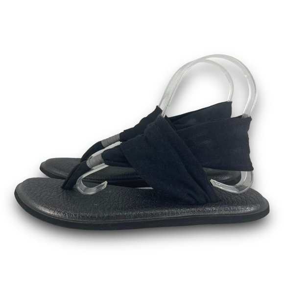 Sanuk Yoga Sling 2 Comfort Thong Sandals SWS10001 Slip On Triple Black Women 7 - Picture 2 of 9